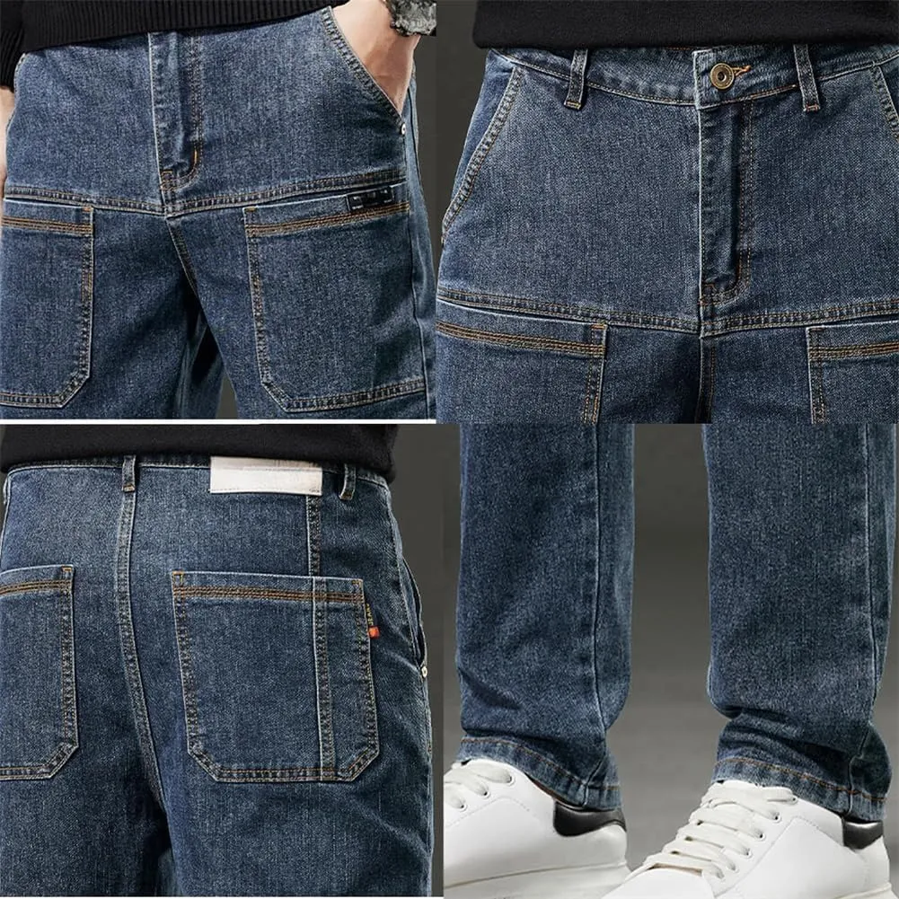 Mecutie Jeans, Men High Stretch Multi-Pocket Durable Cargo Pants, Motorcycle Jeans for Men Mens Pants Casual