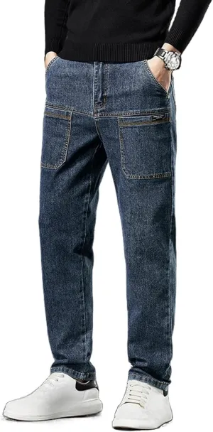 Mecutie Jeans, Men High Stretch Multi-Pocket Durable Cargo Pants, Motorcycle Jeans for Men Mens Pants Casual