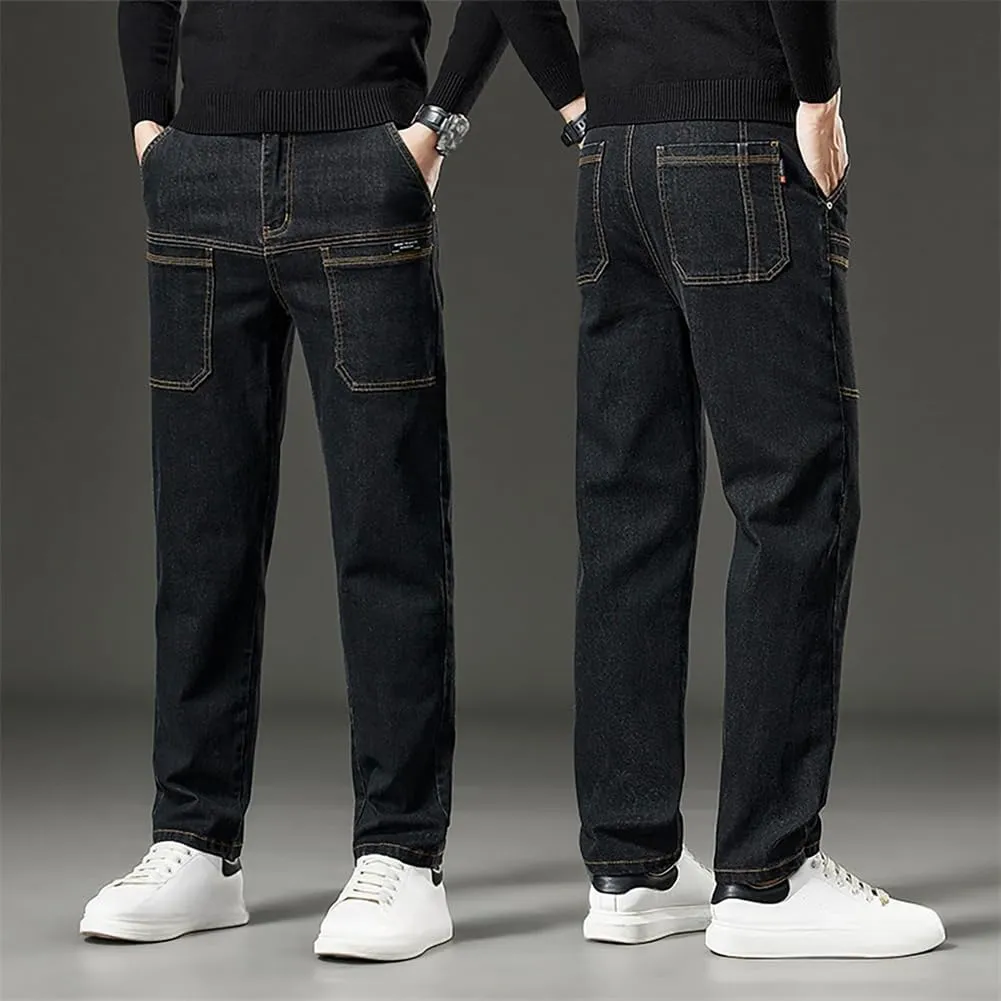 Mecutie Jeans, Men High Stretch Multi-Pocket Durable Cargo Pants, Motorcycle Jeans for Men Mens Pants Casual