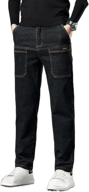 Mecutie Jeans, Men High Stretch Multi-Pocket Durable Cargo Pants, Motorcycle Jeans for Men Mens Pants Casual