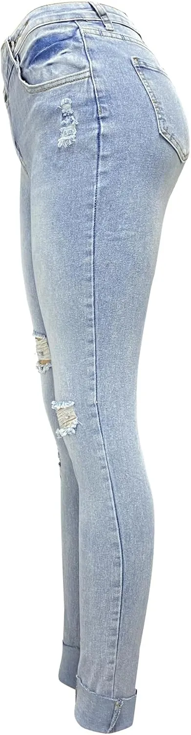 Melliflo Women's High Waisted Jeans Distressed Ripped Jeans Slim Fit Sexy Butt Lifting Skinny Stretch Jeans Denim Pants