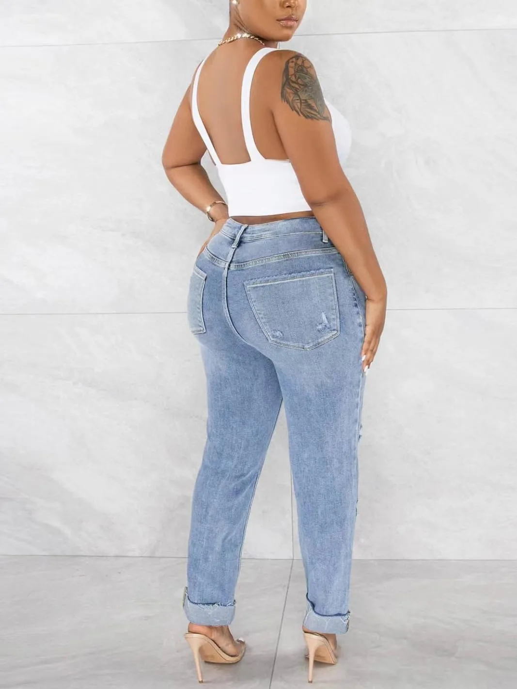 Melliflo Women's High Waisted Jeans Distressed Ripped Jeans Slim Fit Sexy Butt Lifting Skinny Stretch Jeans Denim Pants