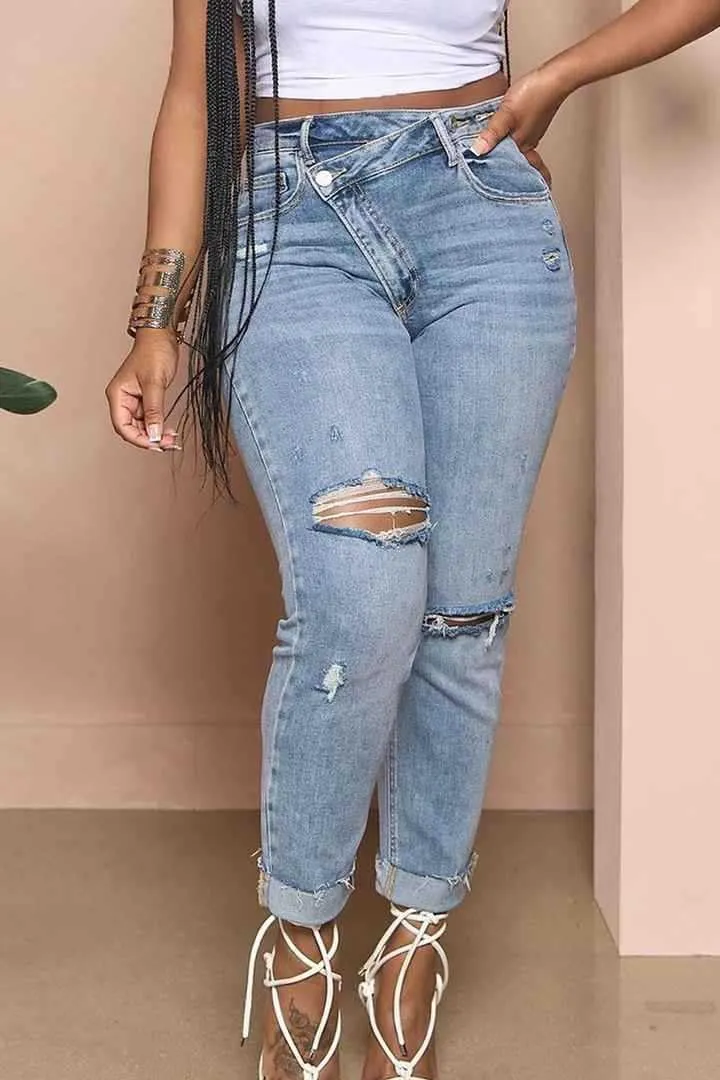 Melliflo Women's High Waisted Jeans Distressed Ripped Jeans Slim Fit Sexy Butt Lifting Skinny Stretch Jeans Denim Pants