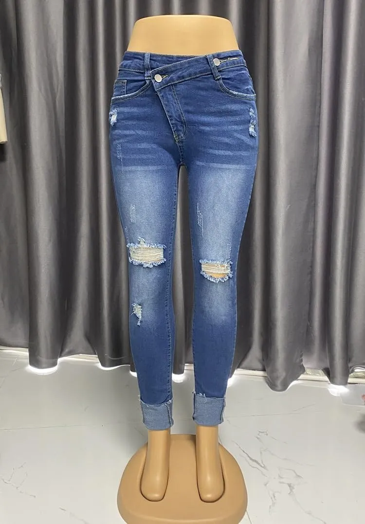 Melliflo Women's High Waisted Jeans Distressed Ripped Jeans Slim Fit Sexy Butt Lifting Skinny Stretch Jeans Denim Pants