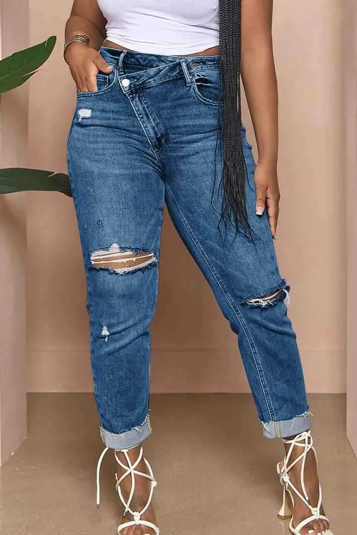 Melliflo Women's High Waisted Jeans Distressed Ripped Jeans Slim Fit Sexy Butt Lifting Skinny Stretch Jeans Denim Pants