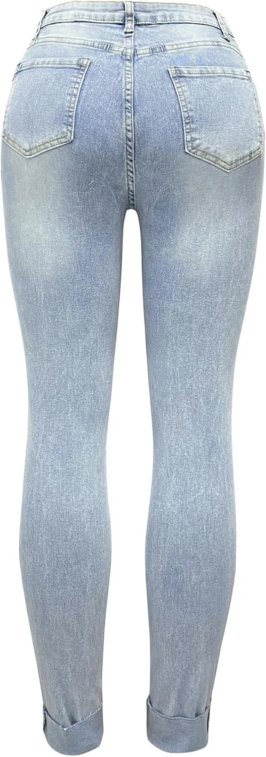 Melliflo Women's High Waisted Jeans Distressed Ripped Jeans Slim Fit Sexy Butt Lifting Skinny Stretch Jeans Denim Pants