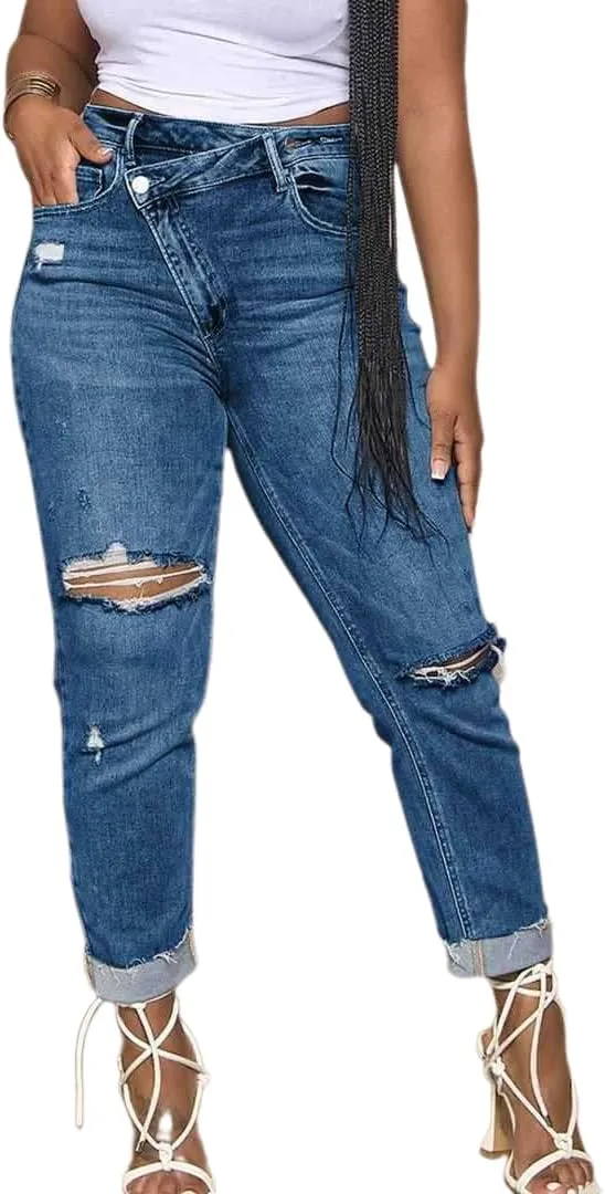 Melliflo Women's High Waisted Jeans Distressed Ripped Jeans Slim Fit Sexy Butt Lifting Skinny Stretch Jeans Denim Pants
