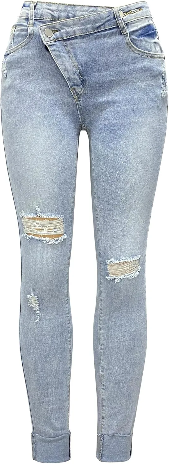 Melliflo Women's High Waisted Jeans Distressed Ripped Jeans Slim Fit Sexy Butt Lifting Skinny Stretch Jeans Denim Pants