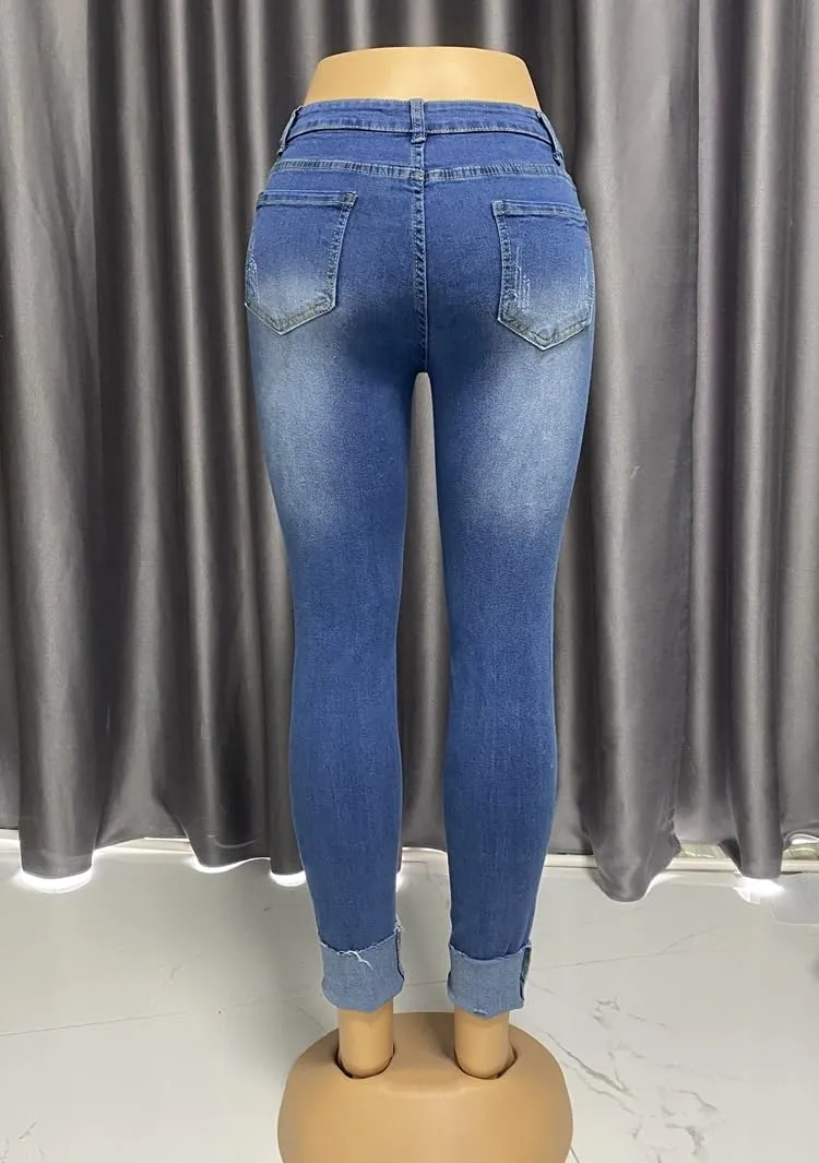 Melliflo Women's High Waisted Jeans Distressed Ripped Jeans Slim Fit Sexy Butt Lifting Skinny Stretch Jeans Denim Pants