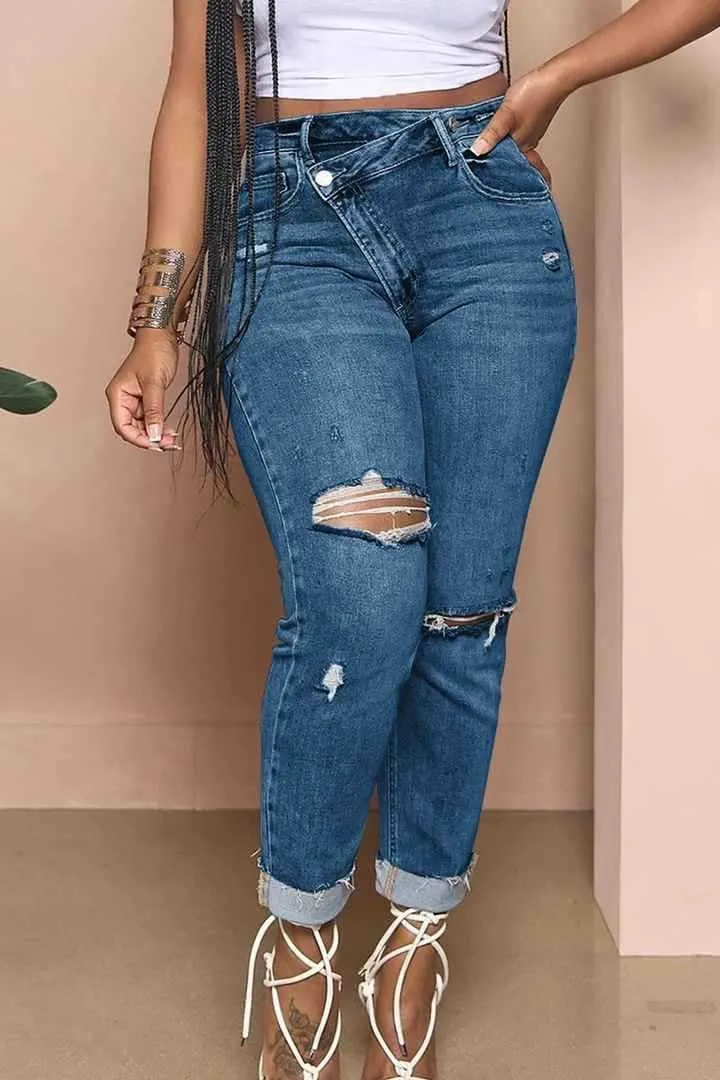 Melliflo Women's High Waisted Jeans Distressed Ripped Jeans Slim Fit Sexy Butt Lifting Skinny Stretch Jeans Denim Pants