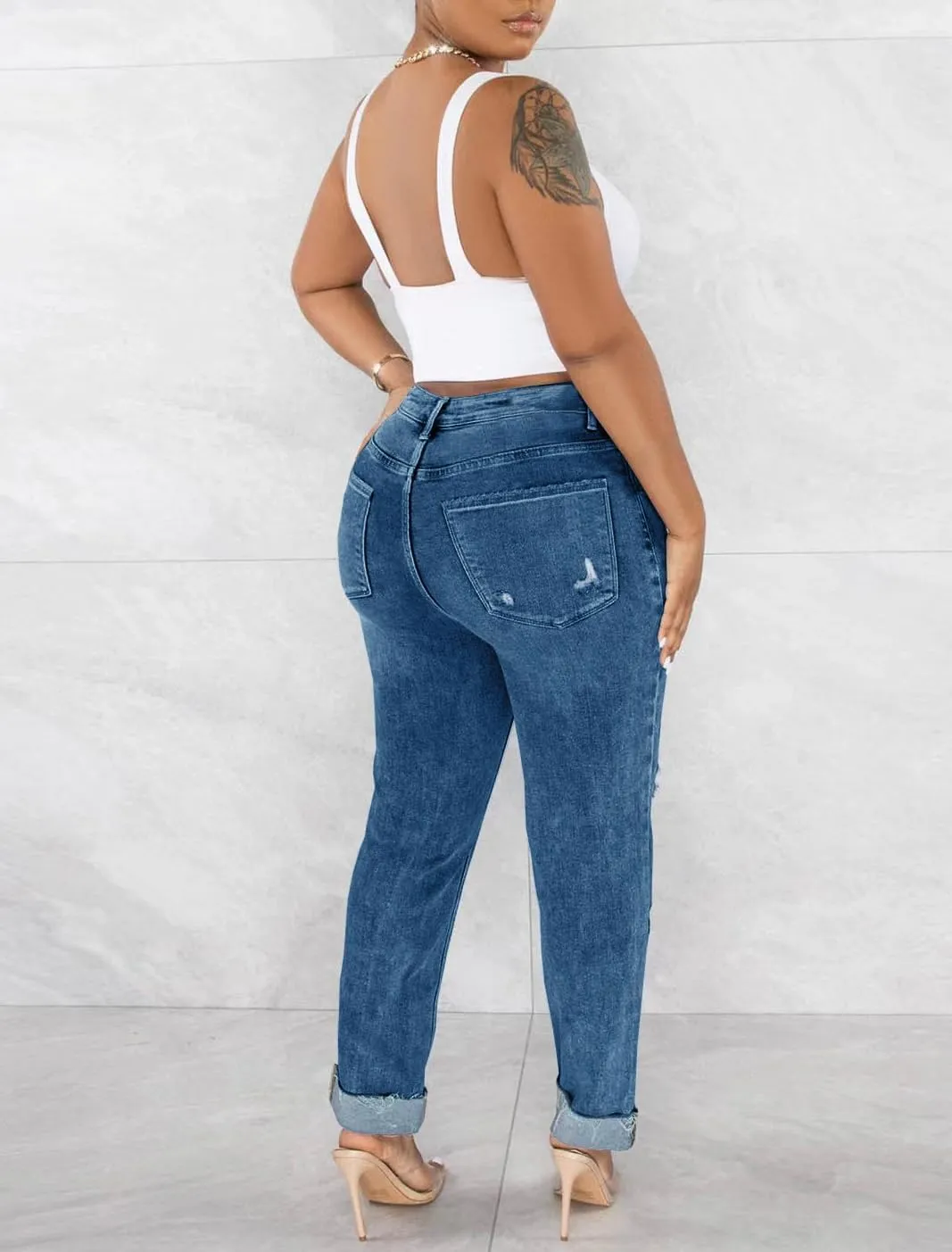 Melliflo Women's High Waisted Jeans Distressed Ripped Jeans Slim Fit Sexy Butt Lifting Skinny Stretch Jeans Denim Pants