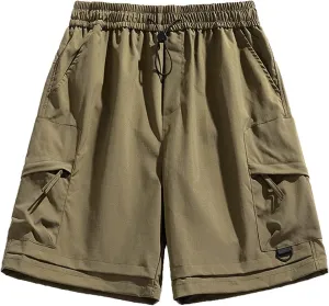 Men Ice Silk Shorts Quick Drying Breathable Workout Gym Shorts Elastic Waist Drawstring Casual Shorts Outdoor Running