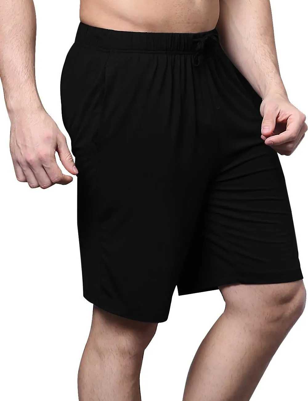 Men's Bamboo Viscose Pajama Shorts Soft Lightweight Knit Sleepwear Shorts with Pockets