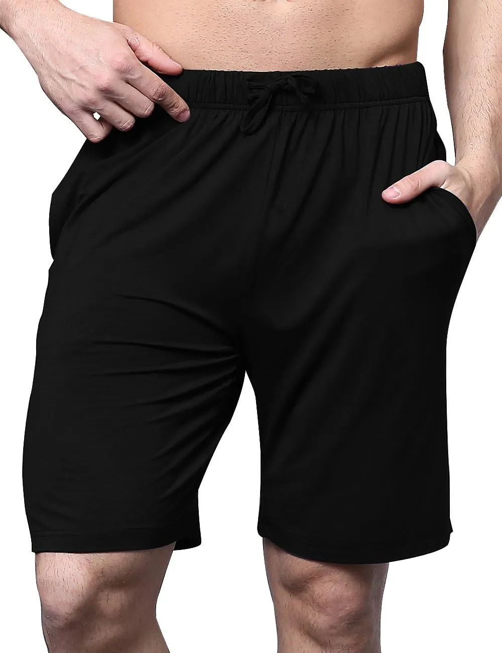 Men's Bamboo Viscose Pajama Shorts Soft Lightweight Knit Sleepwear Shorts with Pockets