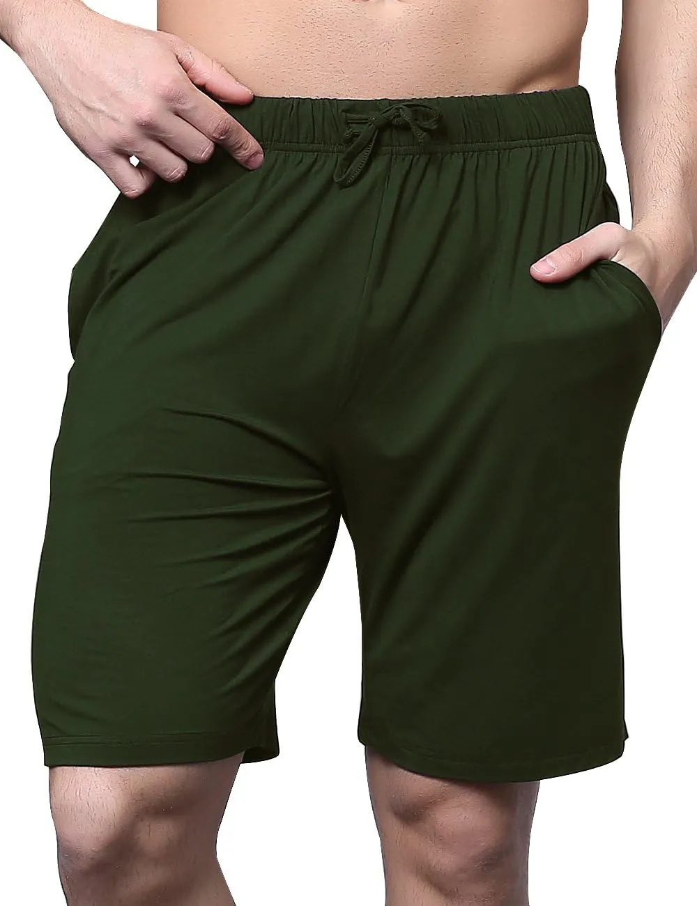 Men's Bamboo Viscose Pajama Shorts Soft Lightweight Knit Sleepwear Shorts with Pockets