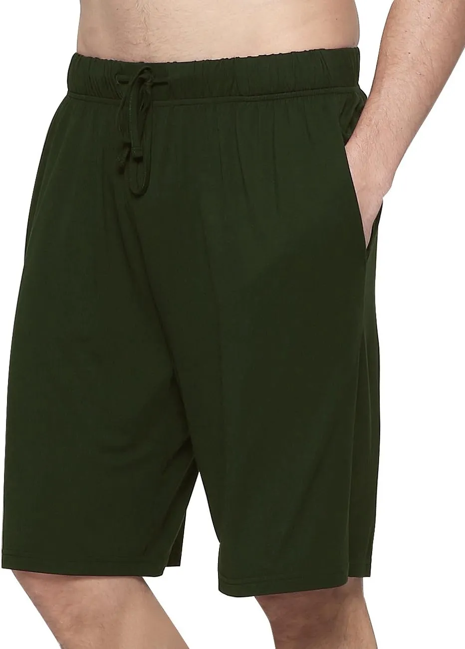 Men's Bamboo Viscose Pajama Shorts Soft Lightweight Knit Sleepwear Shorts with Pockets