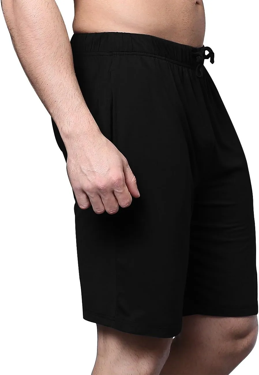 Men's Bamboo Viscose Pajama Shorts Soft Lightweight Knit Sleepwear Shorts with Pockets