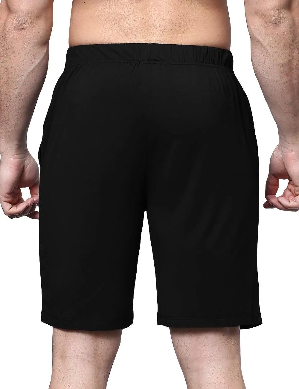 Men's Bamboo Viscose Pajama Shorts Soft Lightweight Knit Sleepwear Shorts with Pockets