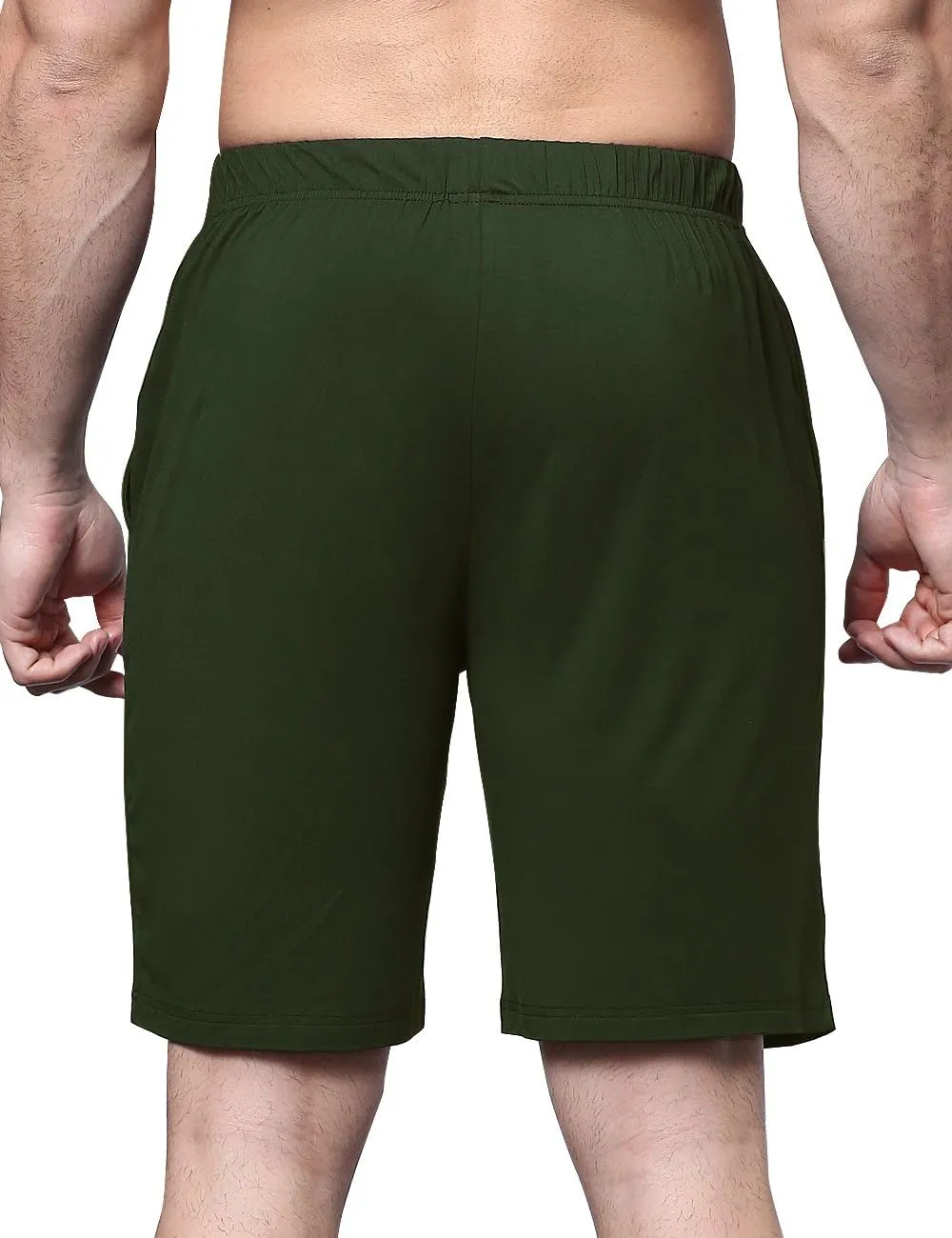 Men's Bamboo Viscose Pajama Shorts Soft Lightweight Knit Sleepwear Shorts with Pockets