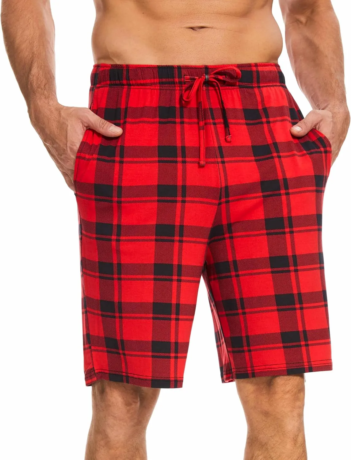 Men's Bamboo Viscose Pajama Shorts Soft Lightweight Knit Sleepwear Shorts with Pockets
