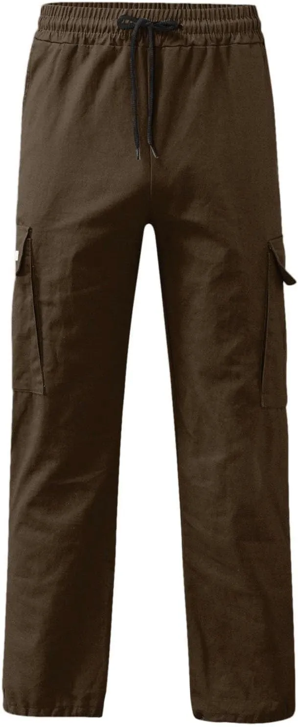 Men's Casual Cargo Pants Workout Joggers Loose Fit Sweatpants Hiking Lightweight Tactical with Multi Pockets