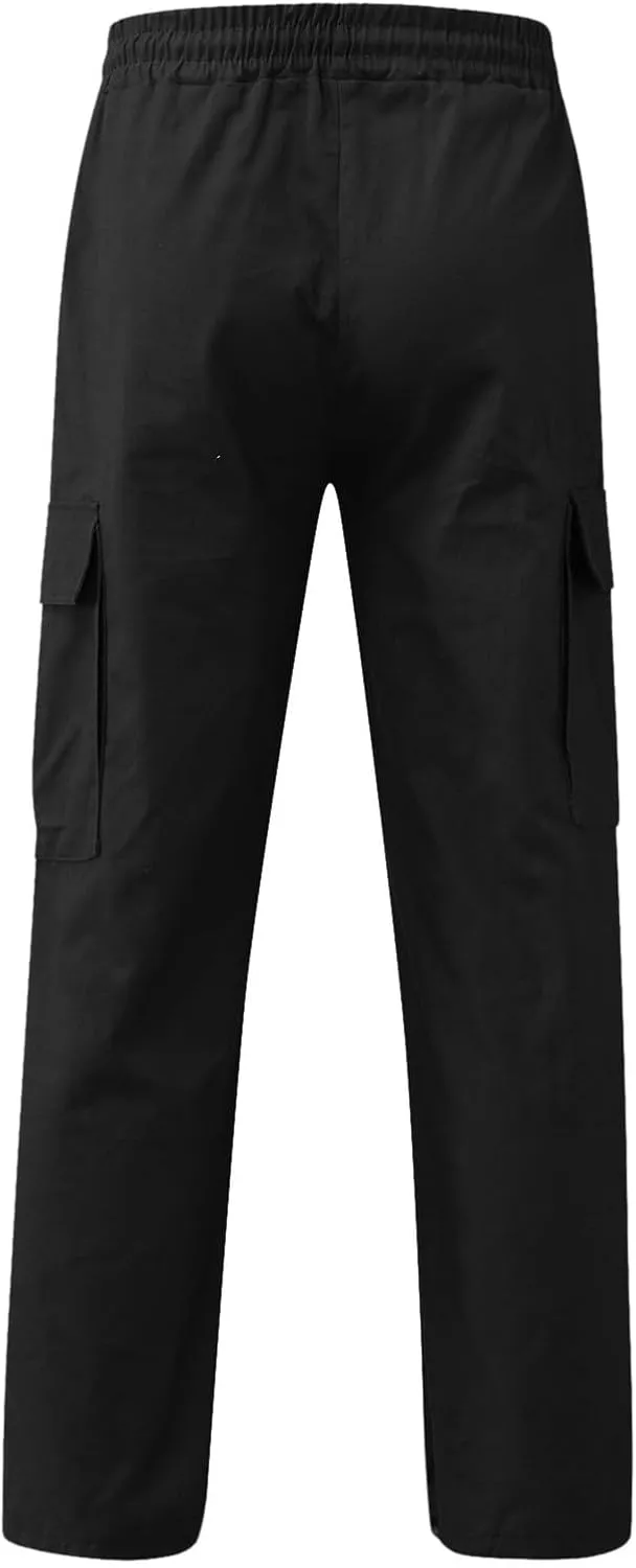 Men's Casual Cargo Pants Workout Joggers Loose Fit Sweatpants Hiking Lightweight Tactical with Multi Pockets