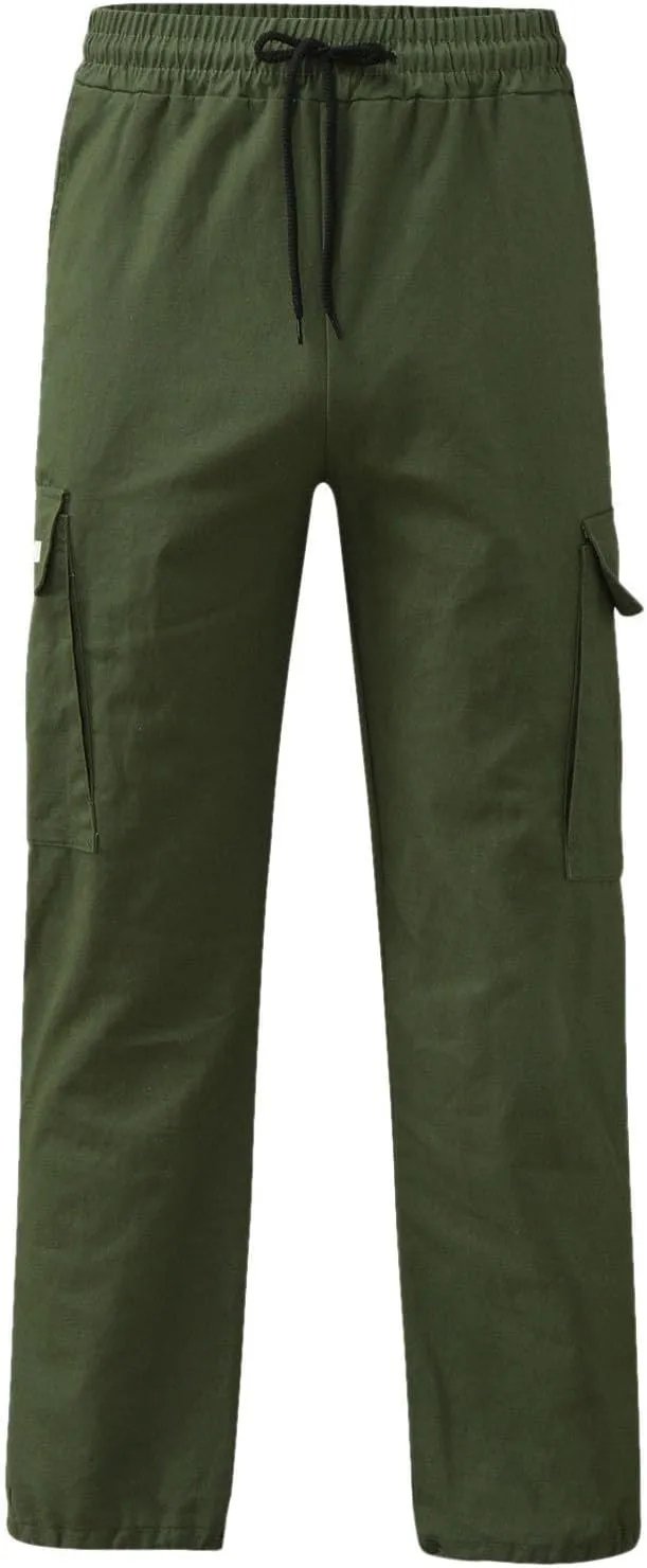 Men's Casual Cargo Pants Workout Joggers Loose Fit Sweatpants Hiking Lightweight Tactical with Multi Pockets