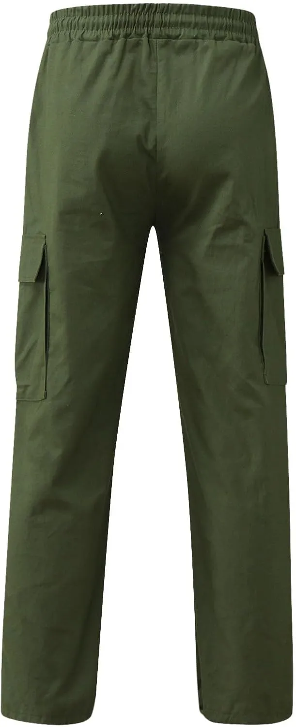 Men's Casual Cargo Pants Workout Joggers Loose Fit Sweatpants Hiking Lightweight Tactical with Multi Pockets