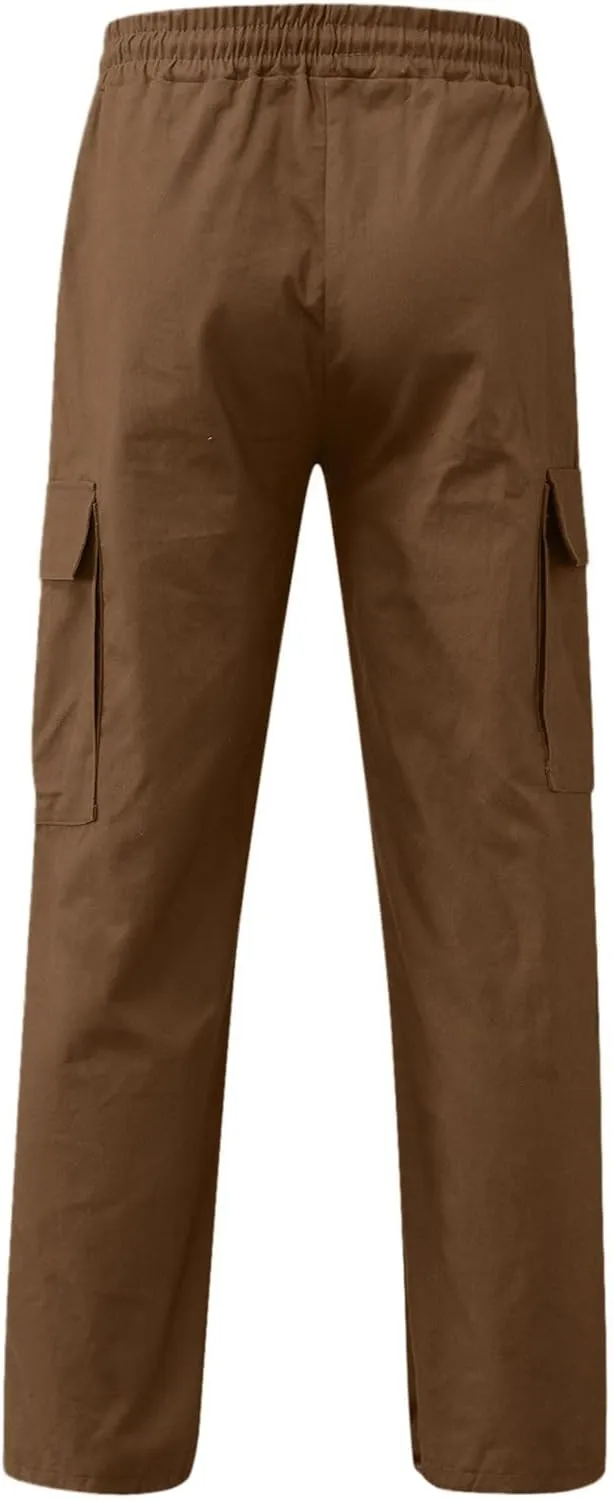 Mens Casual Joggers Pants Elastic Waist Drawstring Straight Leg Sweatpants Lightweight Casual Trousers with Pockets