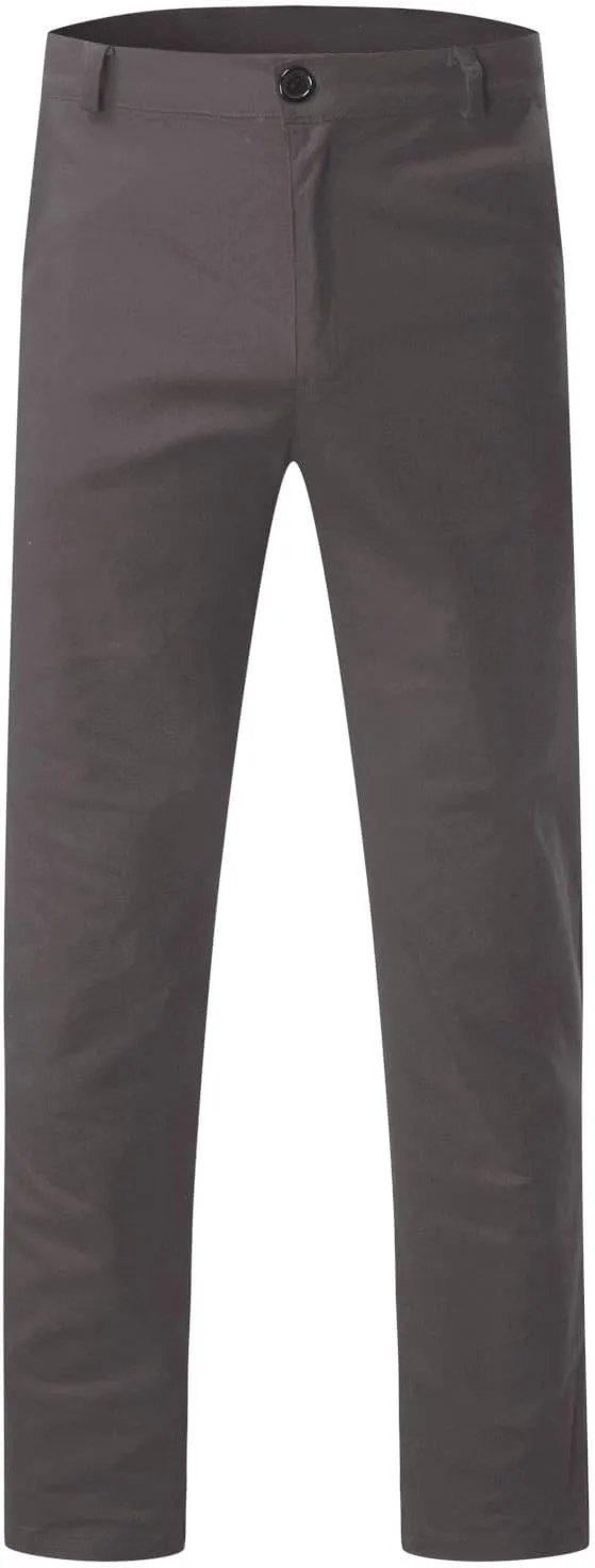Mens Casual Outdoor Pants Lightweight Cotton Twill Elastic Waist Tapered Joggers Chino Pants with Pockets