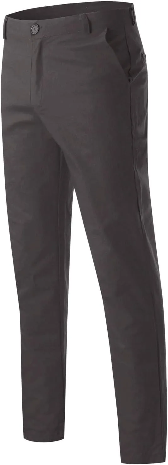 Mens Casual Outdoor Pants Lightweight Cotton Twill Elastic Waist Tapered Joggers Chino Pants with Pockets