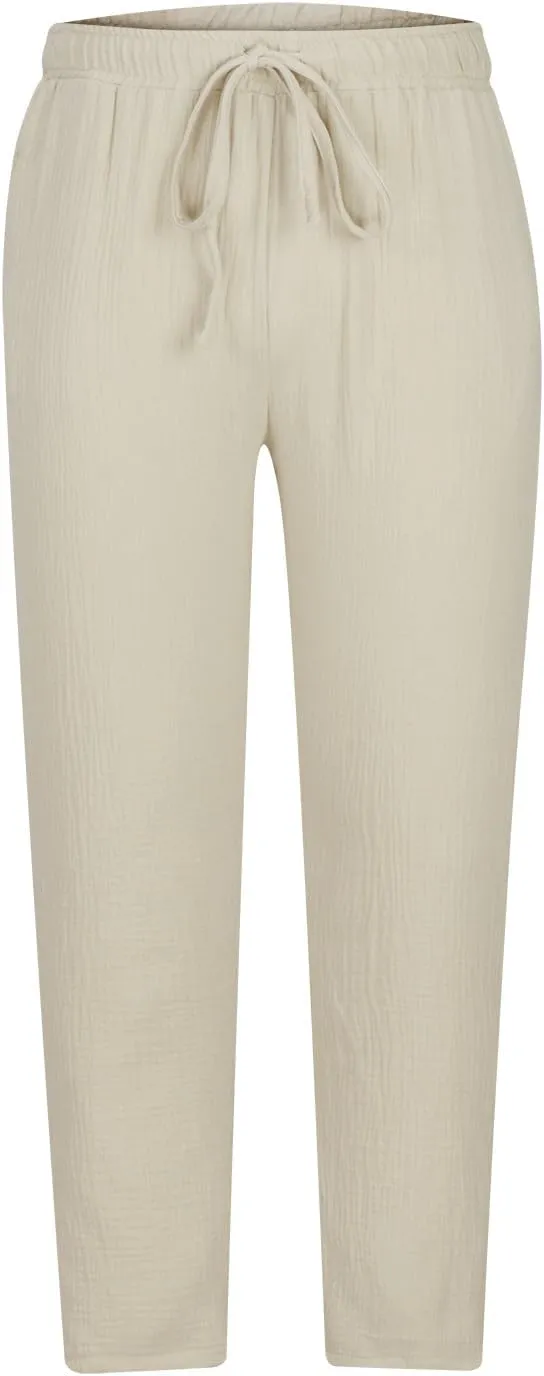 Mens Casual Soft Linen Pants Elastic Waist Drawstring Beach Spring Summer Pants Lightweight Linen Trousers Yoga Pants