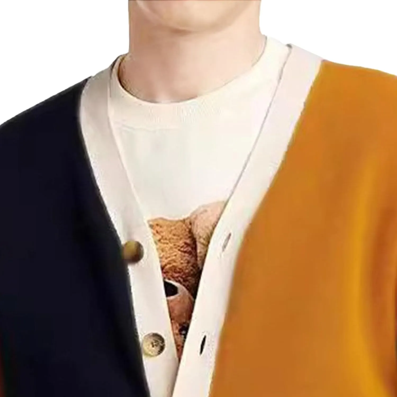 Men's Color Block Lightweight Open Sweater V Neck Button Down Casual Cardigans Fashion Knitted Cardigan Tops