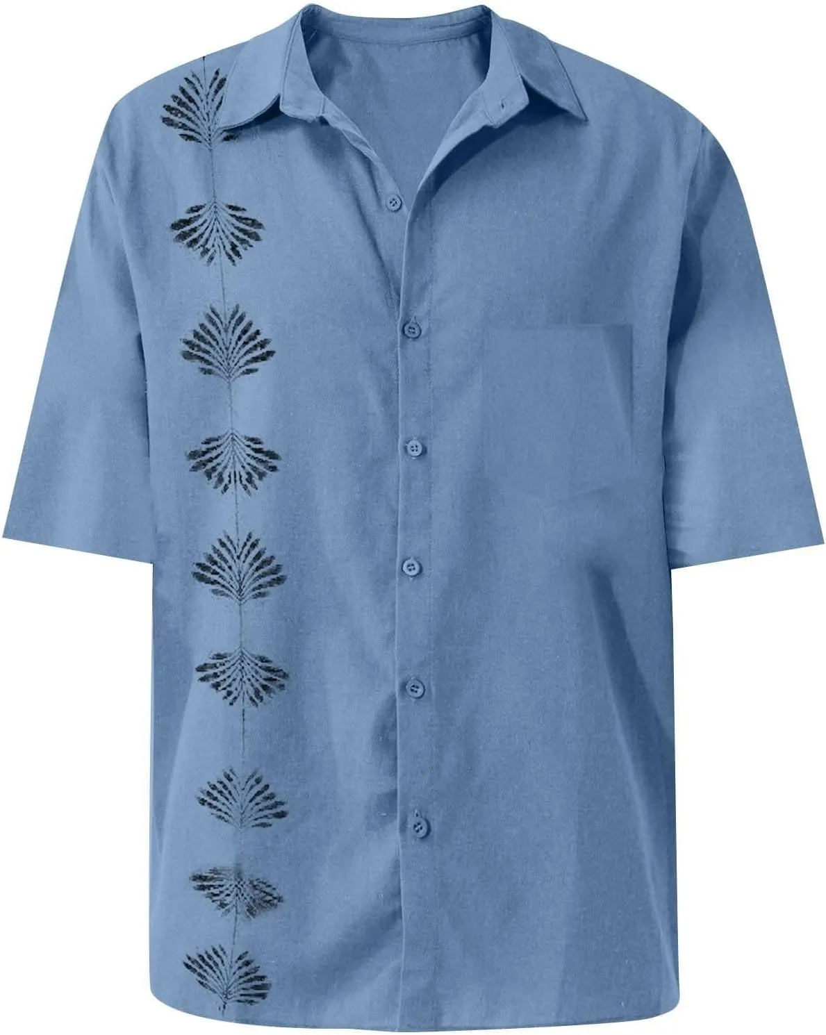 Men's Guayabera Shirt Short Sleeve Button Down Top Collar Cuban Beach Summer Loungewear Pocket Hawaiian Aloha Tshirt Oversize