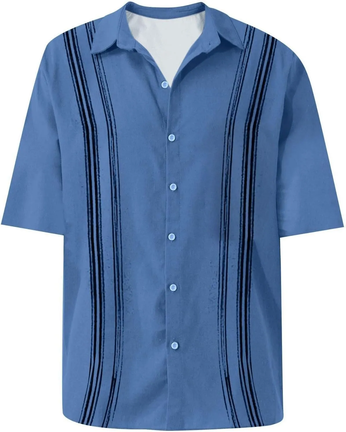 Men's Guayabera Shirt Short Sleeve Button Down Top Collar Cuban Beach Summer Loungewear Pocket Hawaiian Aloha Tshirt Oversize