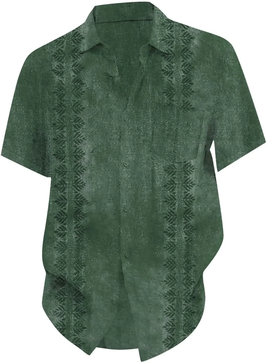 Men's Guayabera Shirt Short Sleeve Button Down Top Collar Cuban Beach Summer Loungewear Pocket Hawaiian Aloha Tshirt Oversize