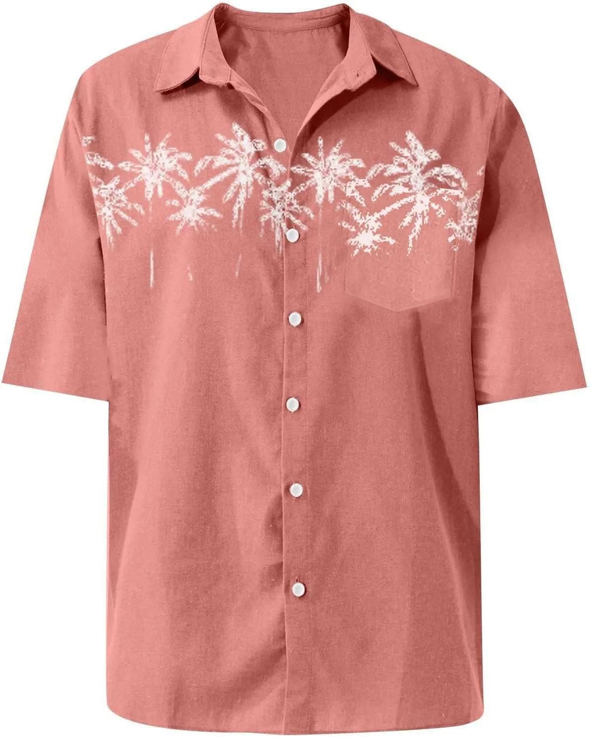 Men's Guayabera Shirt Short Sleeve Button Down Top Collar Cuban Beach Summer Loungewear Pocket Hawaiian Aloha Tshirt Oversize