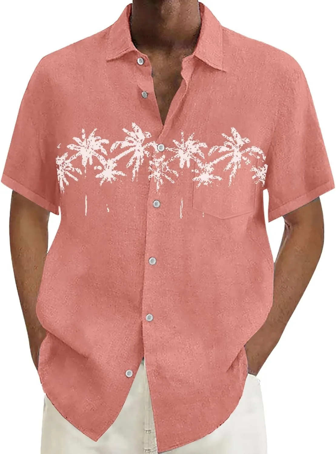 Men's Guayabera Shirt Short Sleeve Button Down Top Collar Cuban Beach Summer Loungewear Pocket Hawaiian Aloha Tshirt Oversize