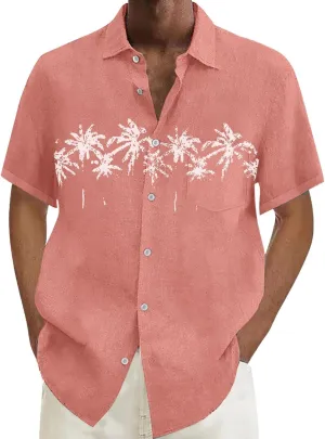 Men's Guayabera Shirt Short Sleeve Button Down Top Collar Cuban Beach Summer Loungewear Pocket Hawaiian Aloha Tshirt Oversize