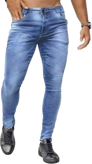 Men's High Waist Skinny Outdoor Jeans Comfort Stretch Casual Denim Pants Lightweight Slim Streetwear Jeans Trouser