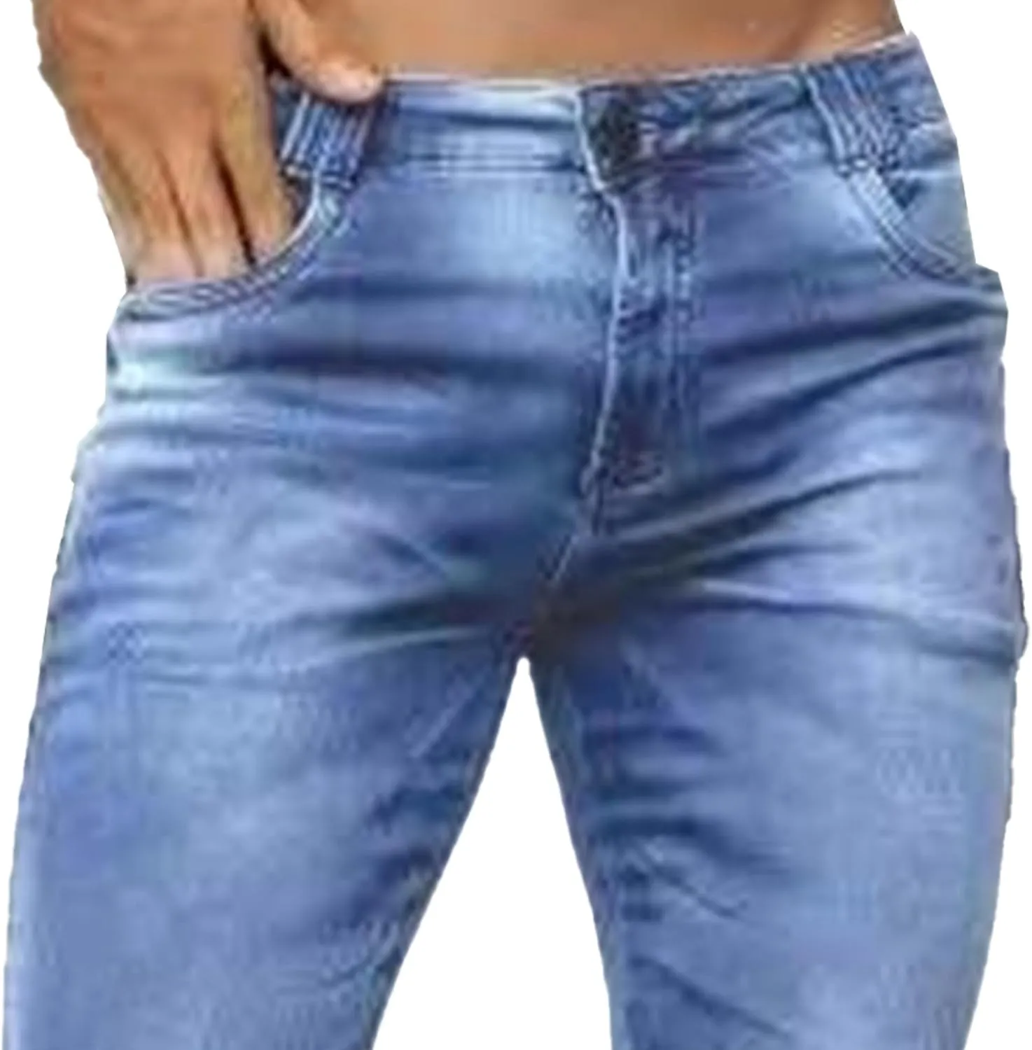 Men's High Waist Skinny Outdoor Jeans Comfort Stretch Casual Denim Pants Lightweight Slim Streetwear Jeans Trouser