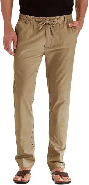 Men's Linen Casual Pants, Elastic Waist Beach Pants Lightweight Drawstring Summer Pants, Lightweight Sweatpants for Men