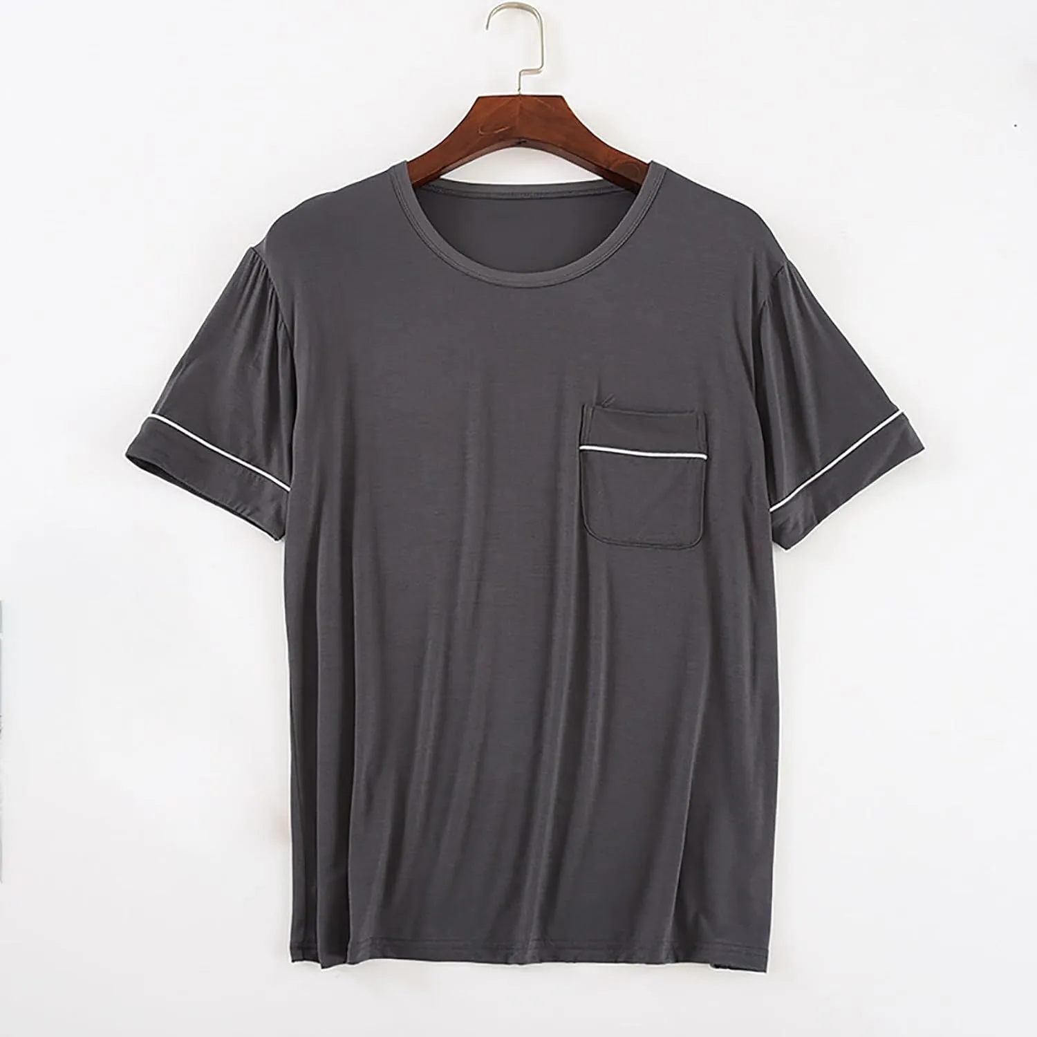 Mens Mordal Sleep T-Shirt V-Neck Pajamas Casual Loose Fit Undershirts Base Layer Tops Short Sleeve Loungewear