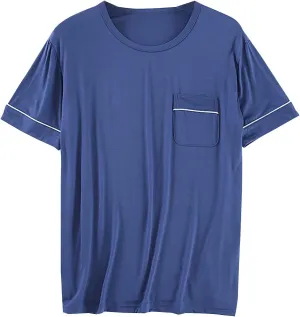 Mens Mordal Sleep T-Shirt V-Neck Pajamas Casual Loose Fit Undershirts Base Layer Tops Short Sleeve Loungewear