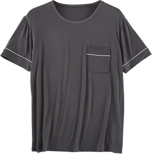 Mens Mordal Sleep T-Shirt V-Neck Pajamas Casual Loose Fit Undershirts Base Layer Tops Short Sleeve Loungewear