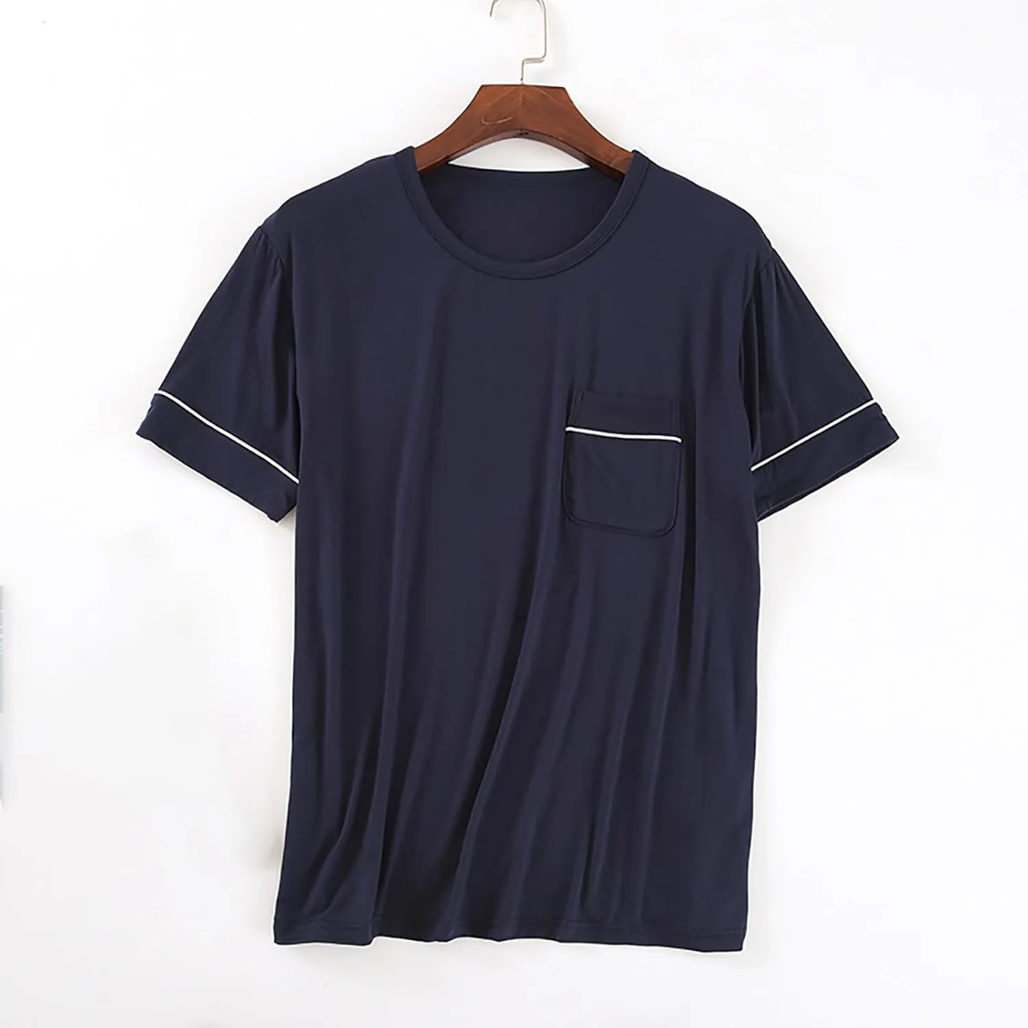 Mens Mordal Sleep T-Shirt V-Neck Pajamas Casual Loose Fit Undershirts Base Layer Tops Short Sleeve Loungewear