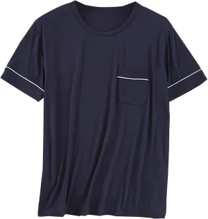 Mens Mordal Sleep T-Shirt V-Neck Pajamas Casual Loose Fit Undershirts Base Layer Tops Short Sleeve Loungewear