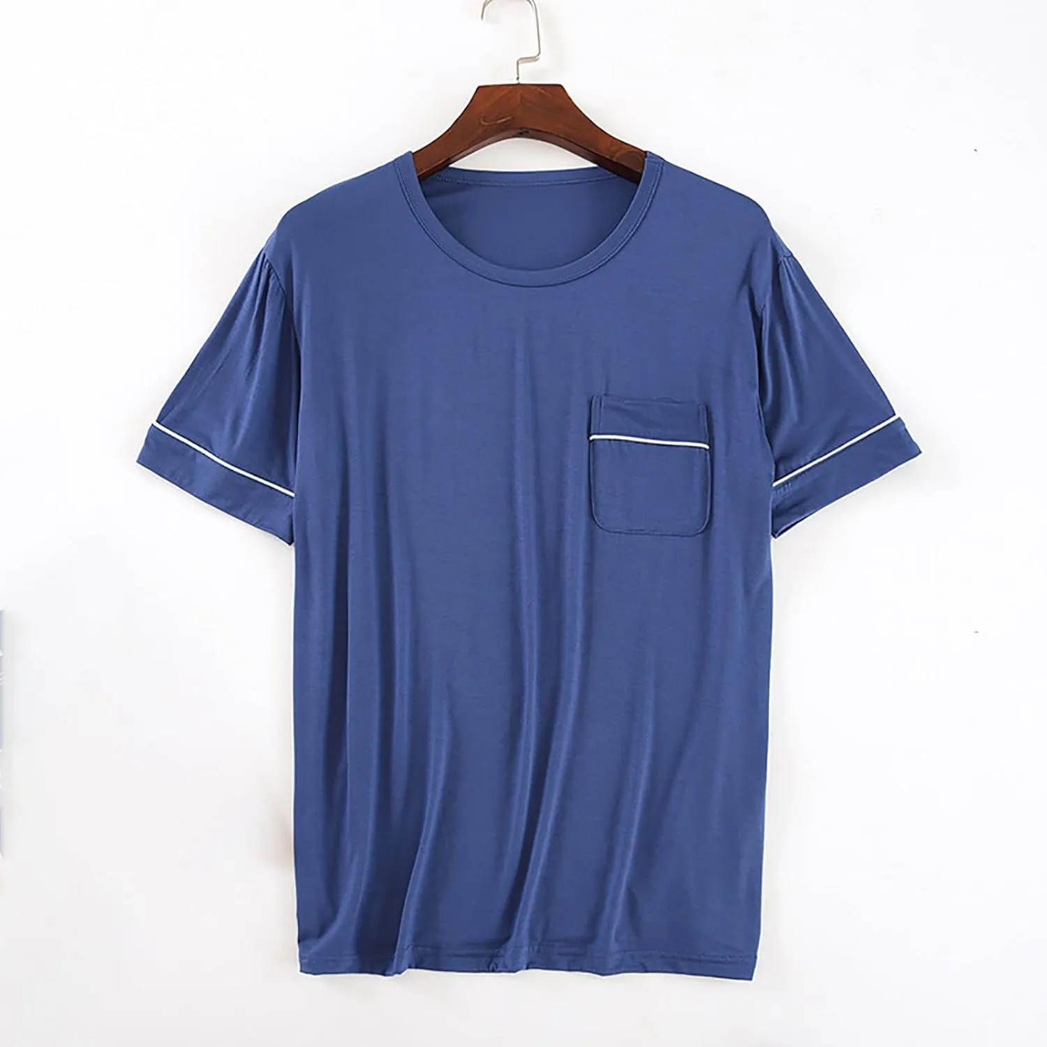 Mens Mordal Sleep T-Shirt V-Neck Pajamas Casual Loose Fit Undershirts Base Layer Tops Short Sleeve Loungewear