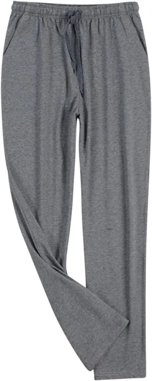 Mens Pajama Pants Casual Elastic Waist Drawstring Sleepwear Straight Wide Leg Home Pants Comfortable Loose Fit Trouser
