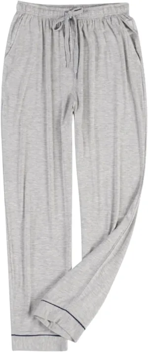Mens Pajama Pants Casual Elastic Waist Drawstring Sleepwear Straight Wide Leg Home Pants Comfortable Loose Fit Trouser